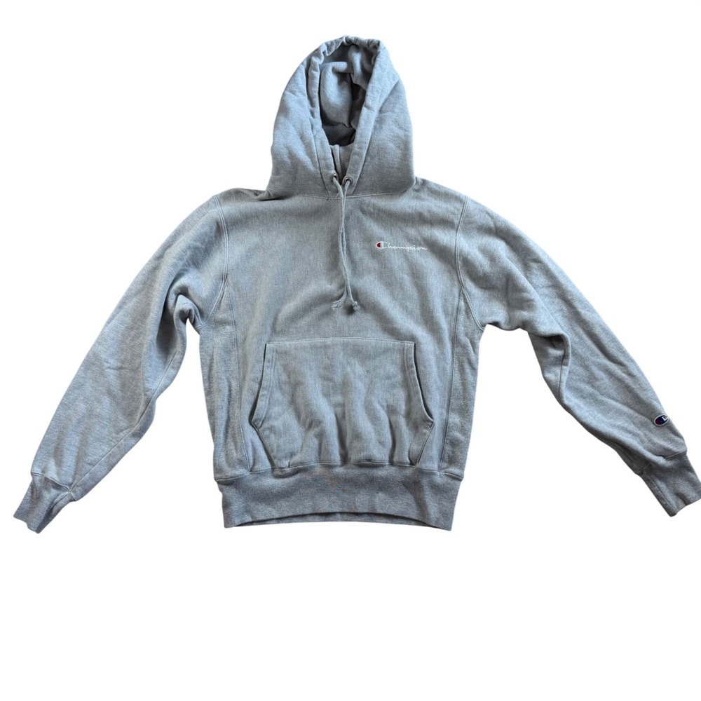 Champion Reverse Weave Heather Gray Hoodie Sweatshirt Mens Small Y2K